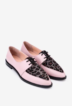 Pantofi deosebiti din piele naturala roz pudra