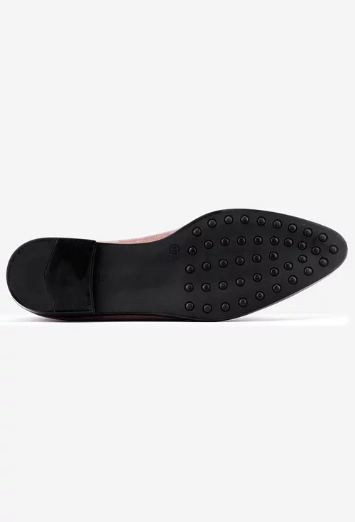 Pantofi deosebiti din piele neagra cu insertii colorate