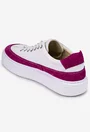 Pantofi din piele alba cu detaliu fuchsia