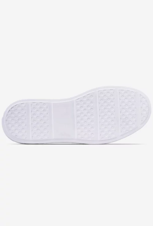 Pantofi din piele alba cu detaliu fuchsia