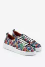 Pantofi din piele albastra cu imprimeu multicolor