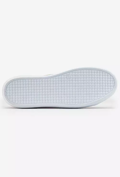Pantofi din piele albastra cu imprimeu multicolor