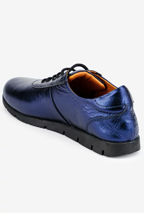 Pantofi din piele albastra sidefata