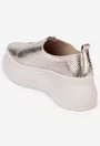 Pantofi dama din piele aurie cu model perforat