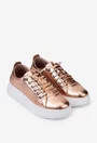 Pantofi din piele aurie cu siret elastic