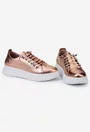 Pantofi din piele aurie cu siret elastic