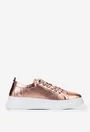 Pantofi din piele aurie cu siret elastic