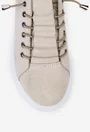 Pantofi din piele intoarsa bej cu siret elastic
