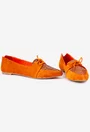 Pantofi din piele intoarsa portocalie cu siret
