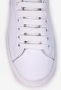 Pantofi din piele naturala alba cu detalii gri