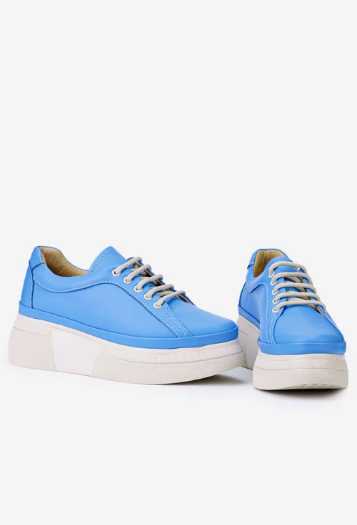 Pantofi din piele naturala albastra