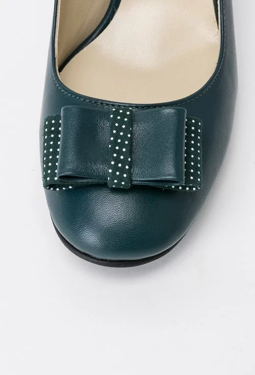 Pantofi verzi din piele naturala Dots