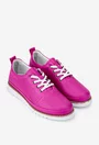 Pantofi din piele naturala fuchsia cu siret