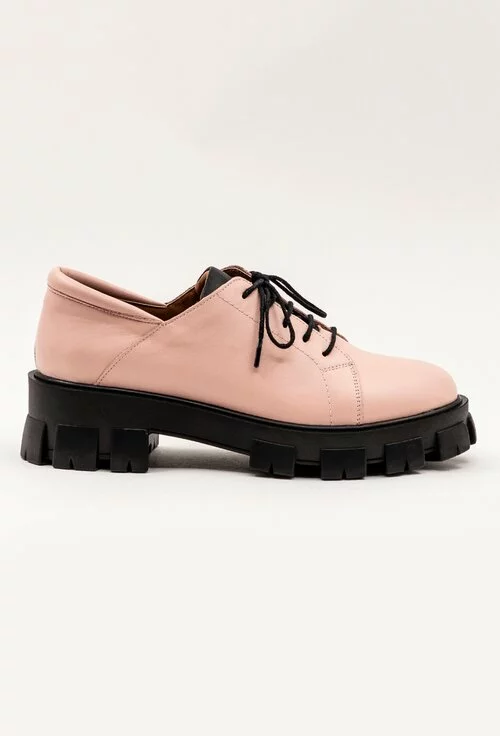 Pantofi din piele naturala nuanta roz pal