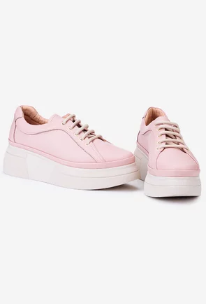 Pantofi din piele naturala roz pudra