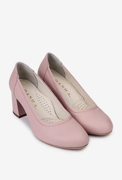 Pantofi din piele naturala roz pudra