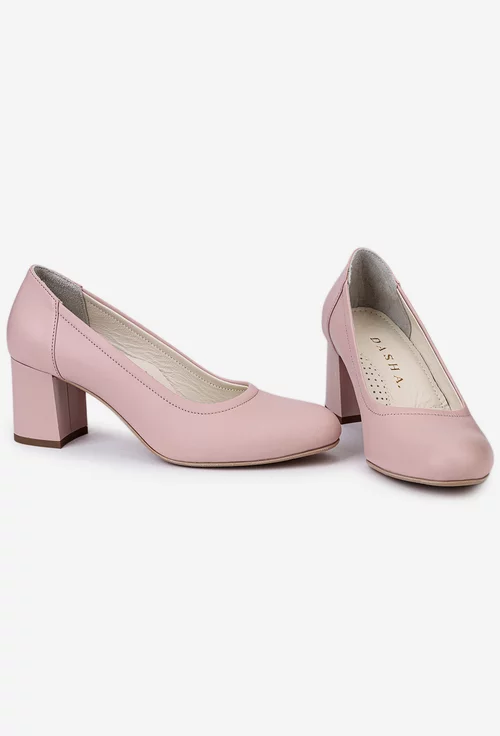 Pantofi din piele naturala roz pudra