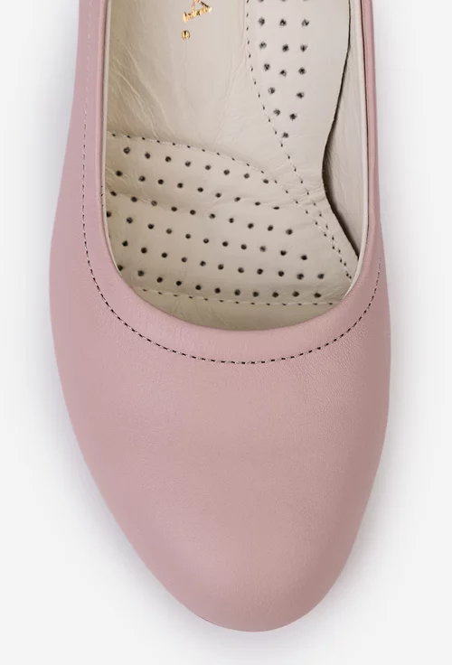 Pantofi din piele naturala roz pudra
