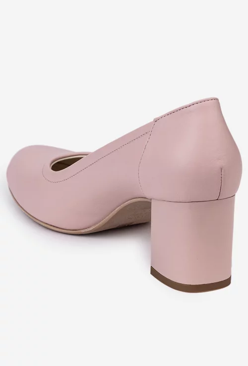 Pantofi din piele naturala roz pudra