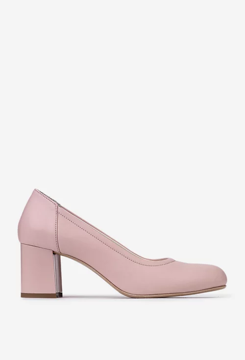 Pantofi din piele naturala roz pudra