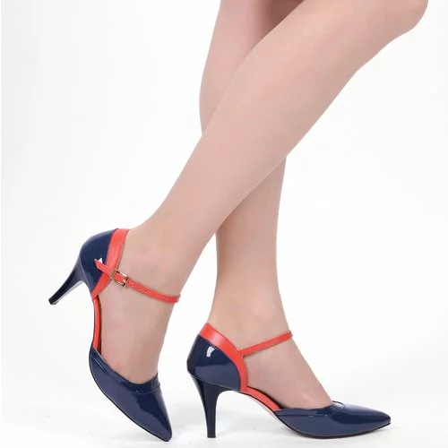 Pantofi din piele naturala bleumarin cu rosu Sabine