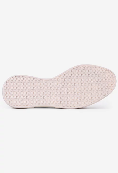 Pantofi din piele roz cu model perforat