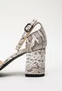 Pantofi grej din piele naturala cu imprimeu tip piele de reptila Yves