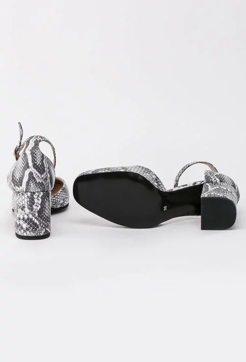 Pantofi gri cu alb din piele naturala cu imprimeu tip piele de reptila Yves