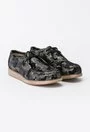 Pantofi gri metalizat cu negru din piele naturala Alicia