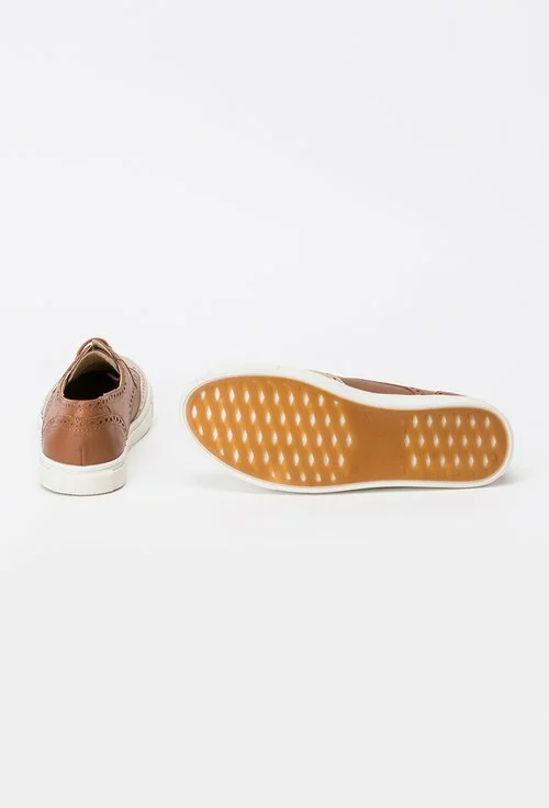 Pantofi maro cu auriu din piele naturala Goldy
