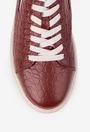 Pantofi maro din piele croco cu elastic in laterale