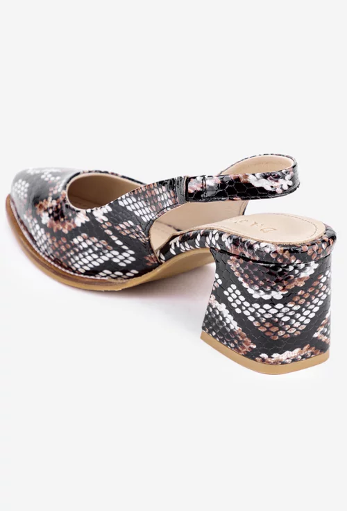 Pantofi multicolori cu imprimeu snake din piele lacuita