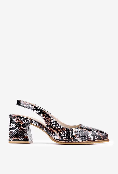 Pantofi multicolori cu imprimeu snake din piele lacuita