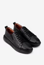 Pantofi negri din piele croco cu elastic in laterale