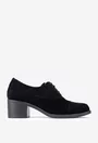 Pantofi negri din piele intoarsa cu siret si elastic