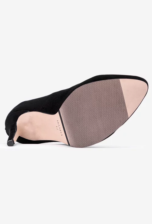 Pantofi negri din piele intoarsa cu toc subtire