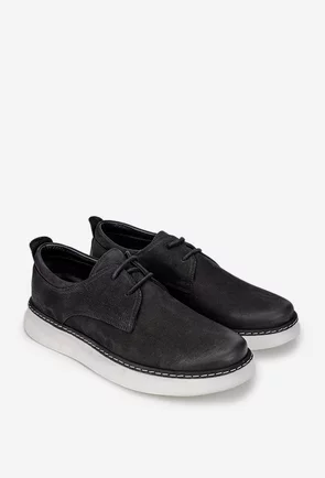 Pantofi negri din piele nabuc