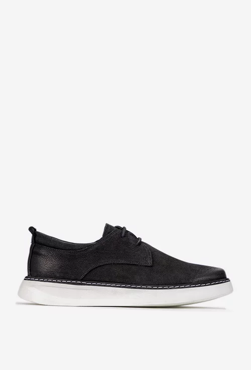 Pantofi negri din piele nabuc