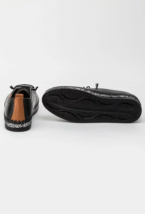 Pantofi negri din piele naturala cu detalii sclipitoare Hiperion