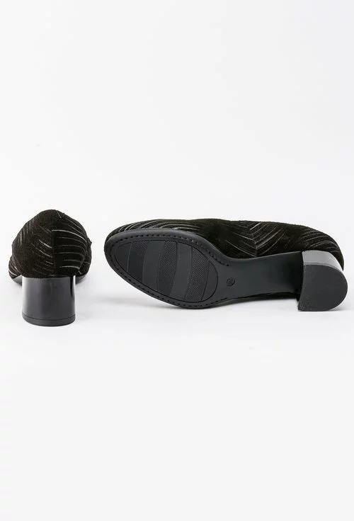 Pantofi negri din piele naturala cu imprimeu în dungi Raisa