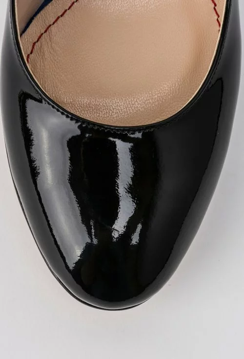 Pantofi negri din piele naturala cu insertii argintii Sofia