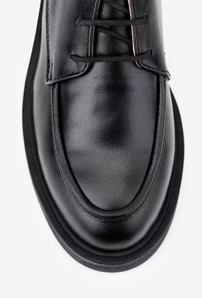 Pantofi negri NUR din piele naturala cu siret