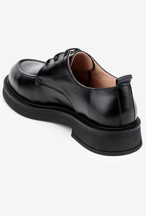 Pantofi negri NUR din piele naturala cu siret