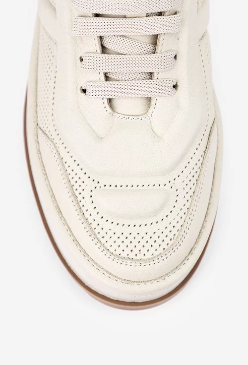 Pantofi NUR bej din piele cu detalii snake print