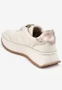 Pantofi NUR bej din piele cu detalii snake print