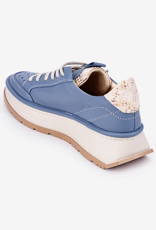 Pantofi NUR bleu din piele cu perforatii