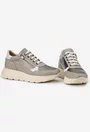 Pantofi NUR din piele cu siret si fermoar lateral