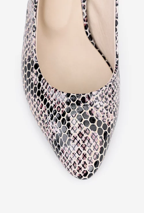 Pantofi NUR multicolori din piele cu model snake