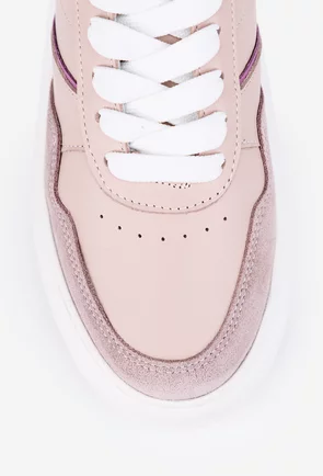 Pantofi NUR roz pudra din piele cu siret