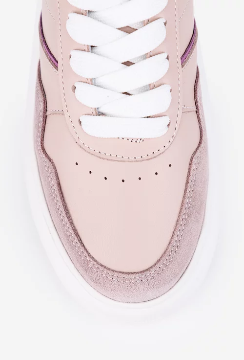 Pantofi NUR roz pudra din piele cu siret